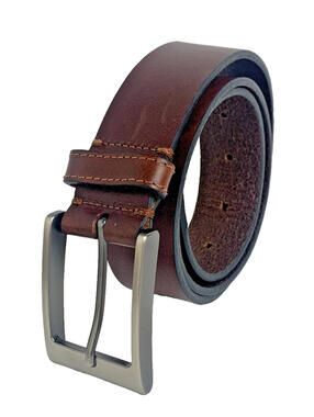 Full Grain Leather Casual Belt Genuine Leather Belt 1-1/2" Square Buckle